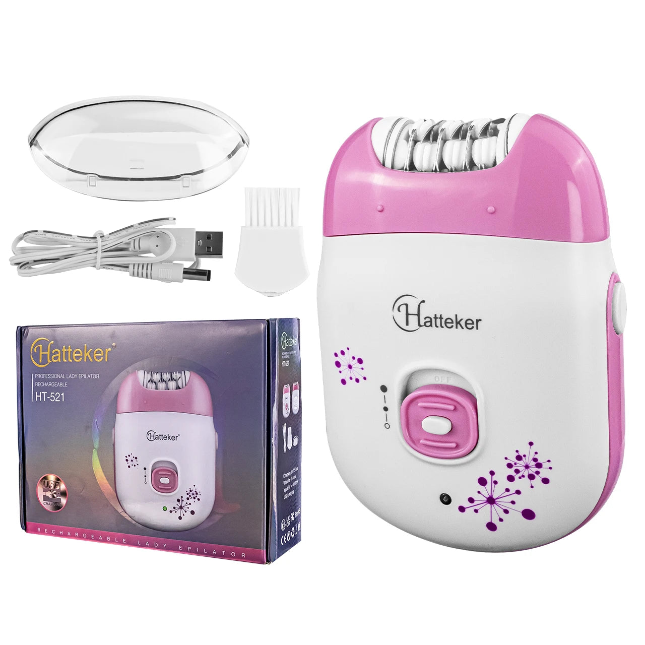 Hatteker Rechargeable Women Epilator Electric Female Epilator For Face Hair Removal Machine Facial Legs Depilatory Body