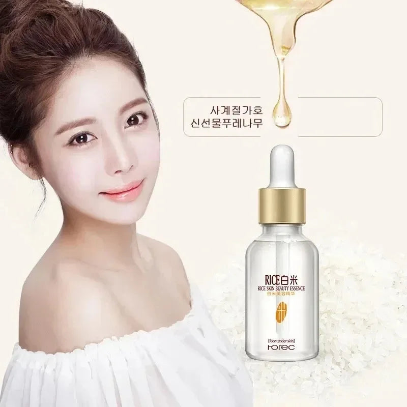 White Rice Face Serum Shrink Pores Brightening Whitening Cream Anti Aging Lines and Wrinkles for Glowing Skin Firm Care Essence