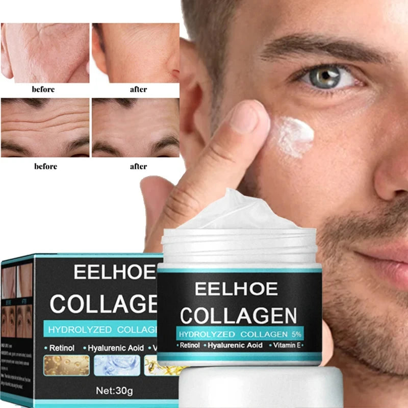 Collagen Anti Wrinkle Cream For Men Hyaluronic Remove Wrinkles Firming Lifting Moisturizing Anti Aging Brightening Face Care New