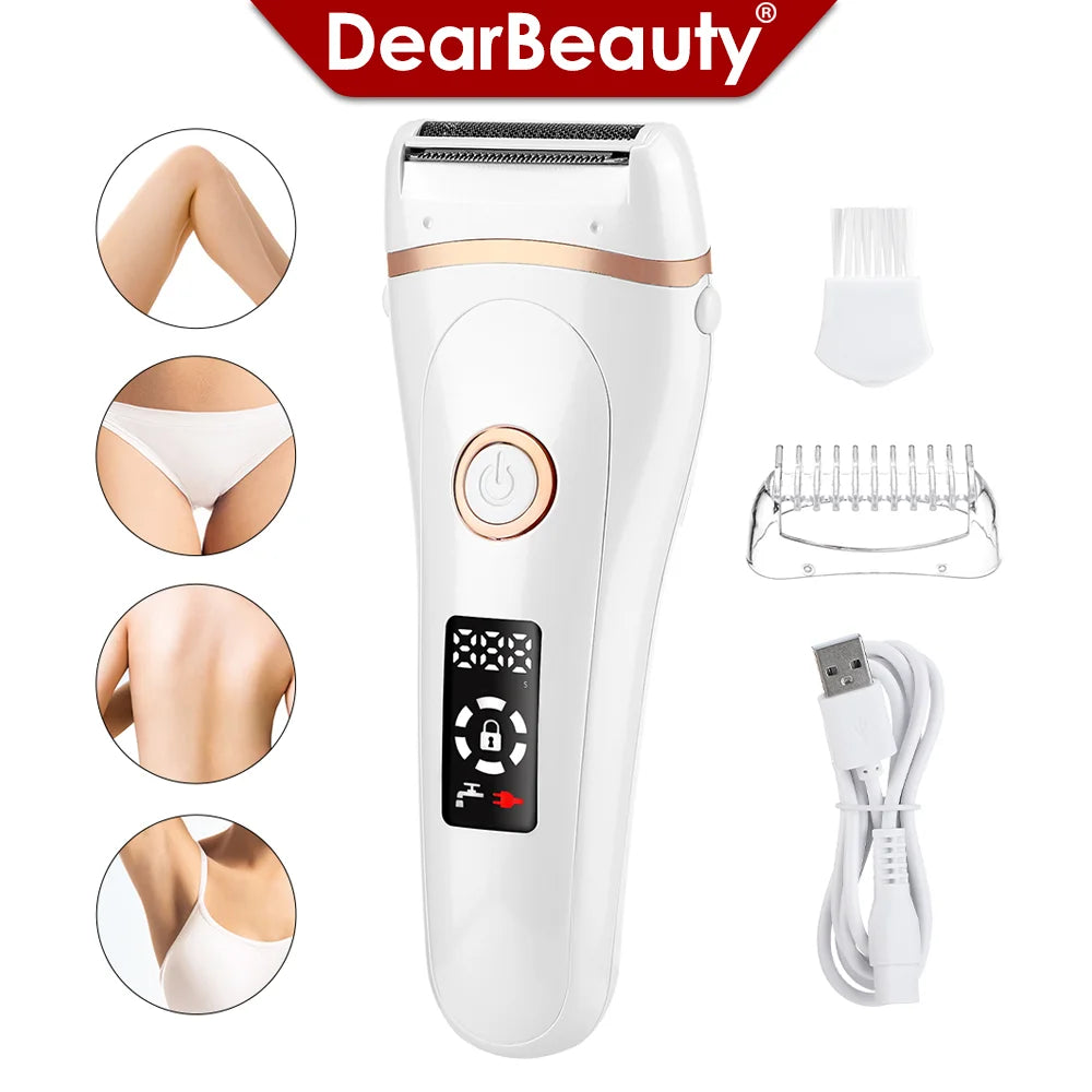 Portable Electric Body Shaver Rechargeable Hair Removal Devices IPX7 Waterproof Lady Epilator for Women Face Leg Lip Depilator