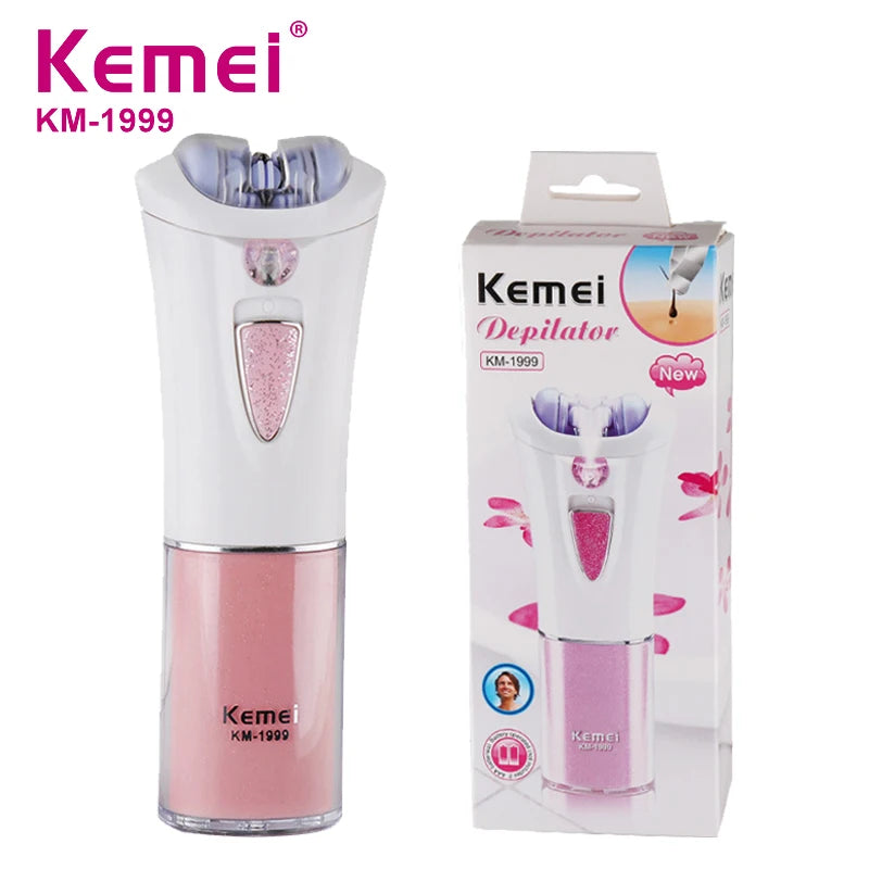 Kemei KM-1999 Depilatory Electric Female Epilator Women Dry Battery Hair Removal For Facial Body Armpit Underarm Leg Depilation