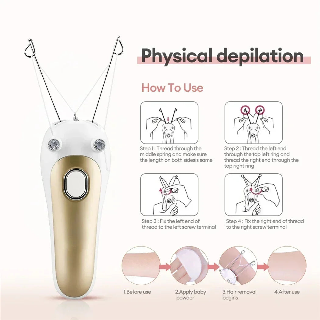 Mini Electric Facial Body Hair Removal USB Cotton Thread Epilator Shaver Trimmer Devices for Lip Chin Arm Leg Women Neck Beauty